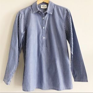 Mads Norgaard | Blue Striped Popover Peplum Shirt